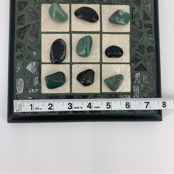 Handcrafted Green Decorative Tic Tac Toe Board with Green and Black Stones - Picture 10 of 16